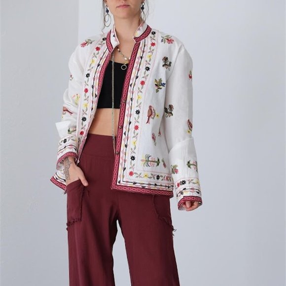 NWT Zara Women's Embroidered Kimono Cardigan Blouse Jacket Small S - Picture 2 of 9